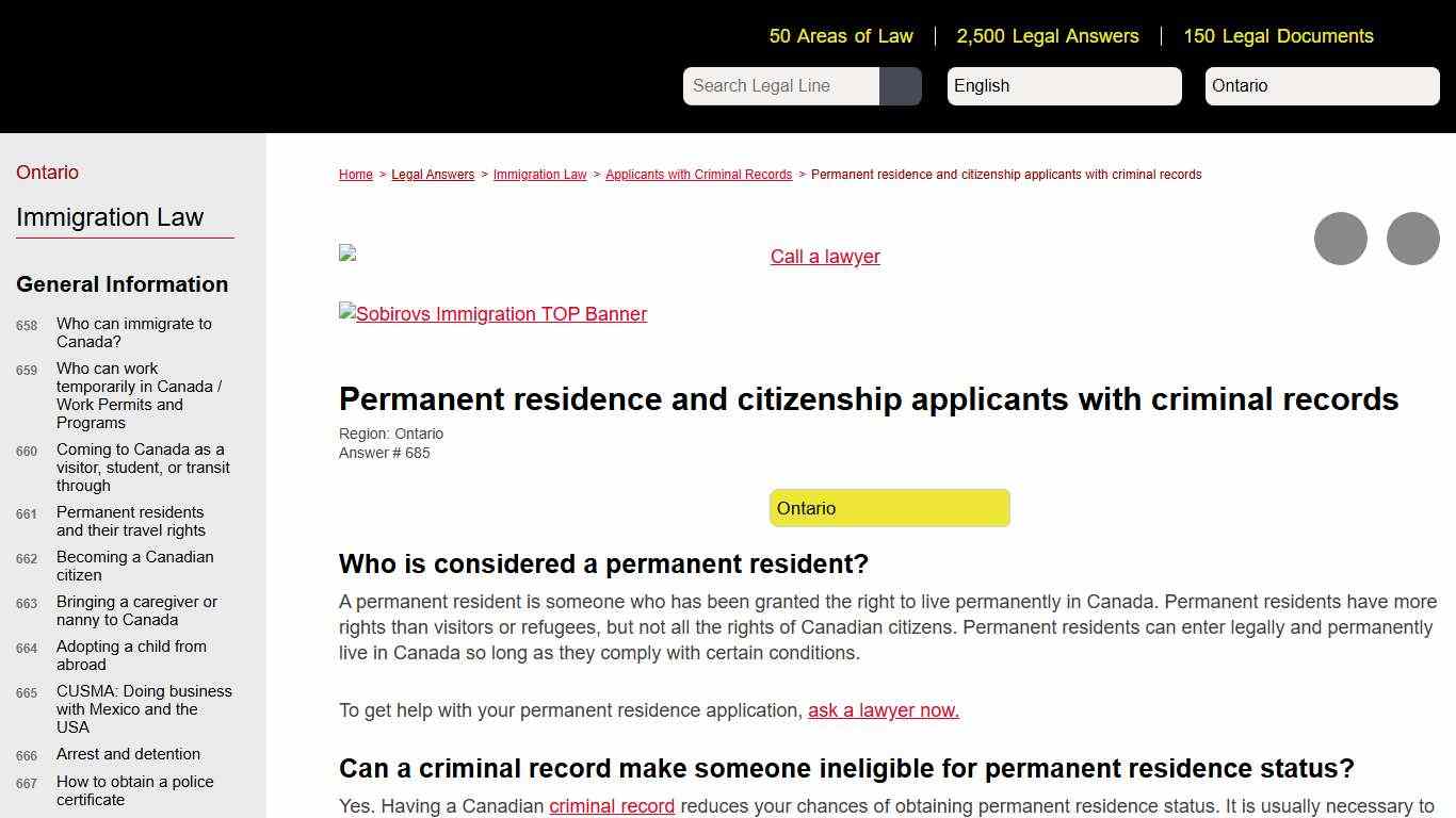 Permanent residence and citizenship applicants with criminal records - FREE Legal Information Legal Line